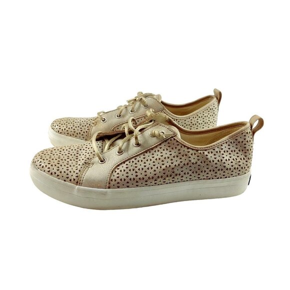Sperry Metallic Sneaker Lace Up Top Sider Crest Activewear Platinum Gold Size 6 - Picture 3 of 13